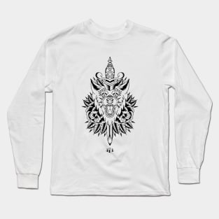 Black Wolf & Dagger design Long Sleeve T-Shirt